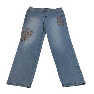 Gloria Vanderbilt 16W Light Wash Floral Embroidered Jeans Women's